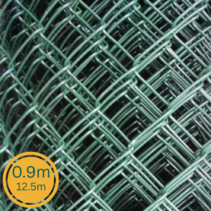 0.9m high green PVC coated chainlink fencing 12.5m roll for garden boundaries in Harlow.
