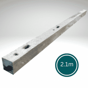 2.1m long dry cast concrete morticed intermediate post with pre formed slots for traditional arris rail fencing near Harlow