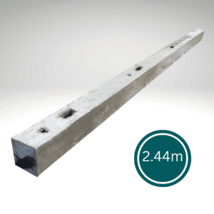 2.44m long dry cast concrete morticed intermediate post with pre formed slots for traditional arris rail fencing near Harlow
