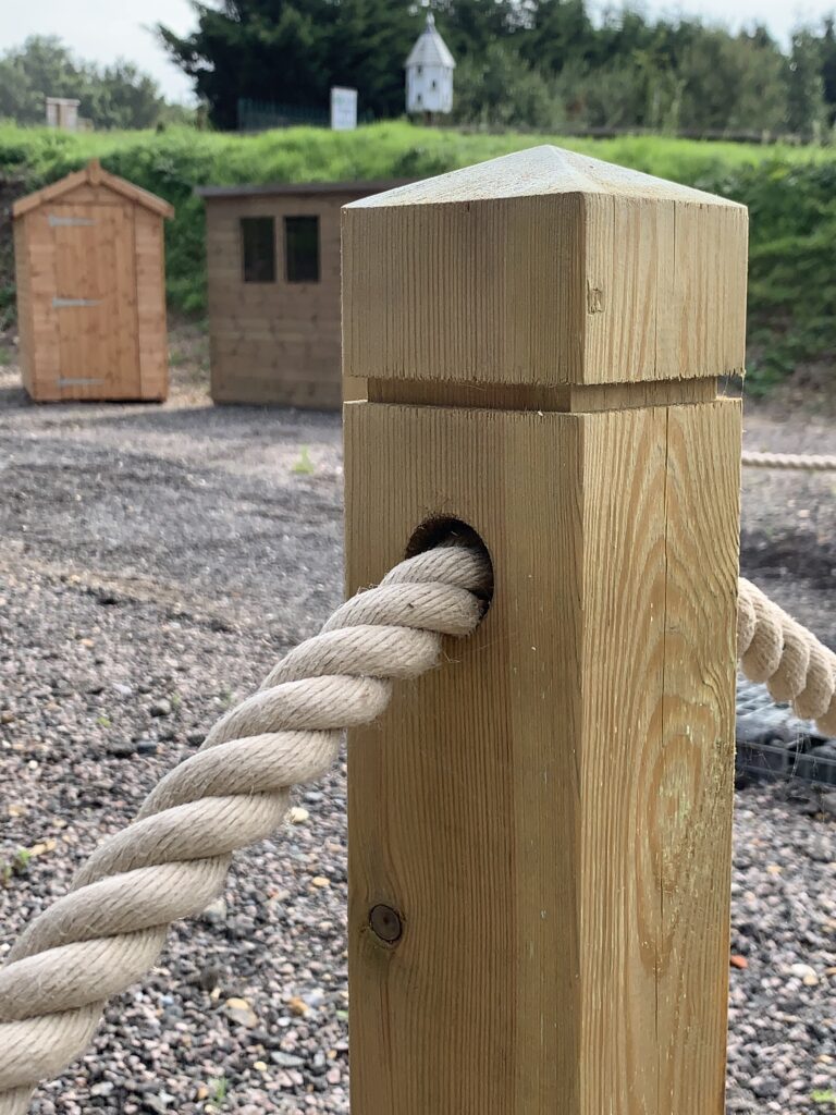 Post 1 Timber Rope Post | 1.4m Pre-drilled Garden Post | UK Delivery