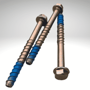 M10 x 150mm blue-coated flanged concrete screw bolt for heavy-duty masonry fixings, available for local delivery in Hertford and Harlow.