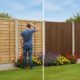 Waney Lap vs Closeboard: Which Fence Panel is Right for Your Garden? Homeowner in a garden comparing Waney Lap and Closeboard fencing panels