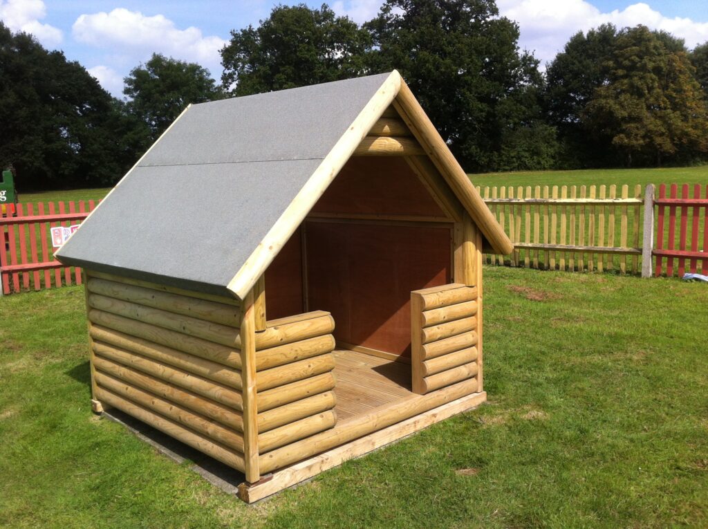 Children's log cabin play house, available for supply near Hertford and Harlow.