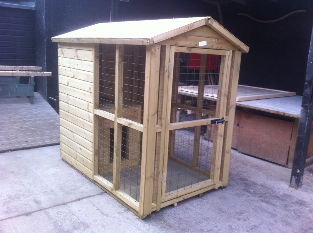 Custom-built timber animal enclosure and run, supplied by 414 Fencing.